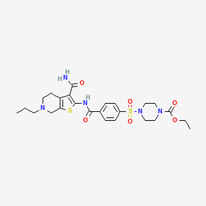 molecular formula C25H33N5O6S2 B2590848 ethyl 4-[4-({3-carbamoyl-6-propyl-4H,5H,6H,7H-thieno[2,3-c]pyridin-2-yl}carbamoyl)benzenesulfonyl]piperazine-1-carboxylate CAS No. 681181-62-4