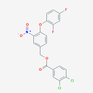 molecular formula C20H11Cl2F2NO5 B2590852 [4-(2,4-Difluorophenoxy)-3-nitrophenyl]methyl 3,4-dichlorobenzoate CAS No. 338960-95-5