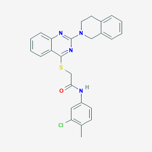 molecular formula C26H23ClN4OS B2590854 N-(3-chloro-4-methylphenyl)-2-((2-(3,4-dihydroisoquinolin-2(1H)-yl)quinazolin-4-yl)thio)acetamide CAS No. 1115407-73-2