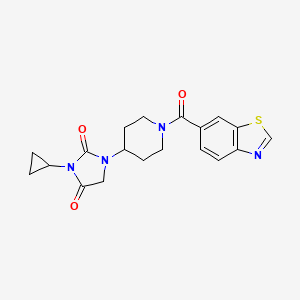 molecular formula C19H20N4O3S B2590865 1-[1-(1,3-Benzothiazole-6-carbonyl)piperidin-4-yl]-3-cyclopropylimidazolidine-2,4-dione CAS No. 2097911-38-9