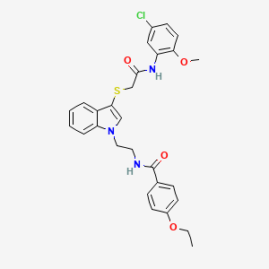 molecular formula C28H28ClN3O4S B2590869 N-{2-[3-({[(5-chloro-2-methoxyphenyl)carbamoyl]methyl}sulfanyl)-1H-indol-1-yl]ethyl}-4-ethoxybenzamide CAS No. 862826-29-7