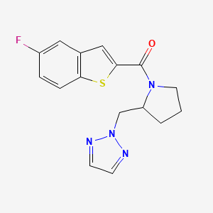 molecular formula C16H15FN4OS B2590873 (2-((2H-1,2,3-triazol-2-yl)methyl)pyrrolidin-1-yl)(5-fluorobenzo[b]thiophen-2-yl)methanone CAS No. 2319787-16-9
