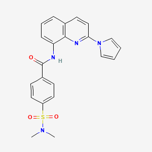 molecular formula C22H20N4O3S B2590874 N-(2-(1H-pyrrol-1-yl)quinolin-8-yl)-4-(N,N-dimethylsulfamoyl)benzamide CAS No. 1226439-66-2