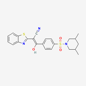 (E)-2-(benzo[d]thiazol-2(3H)-ylidene)-3-(4-((3,5-dimethylpiperidin-1-yl)sulfonyl)phenyl)-3-oxopropanenitrile