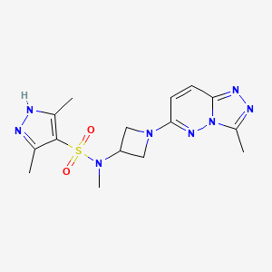 molecular formula C15H20N8O2S B2590894 N,3,5-trimethyl-N-(1-{3-methyl-[1,2,4]triazolo[4,3-b]pyridazin-6-yl}azetidin-3-yl)-1H-pyrazole-4-sulfonamide CAS No. 2197255-57-3