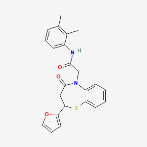 molecular formula C23H22N2O3S B2590905 N-(2,3-dimethylphenyl)-2-(2-(furan-2-yl)-4-oxo-3,4-dihydrobenzo[b][1,4]thiazepin-5(2H)-yl)acetamide CAS No. 863004-79-9