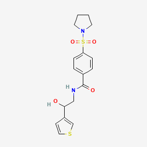molecular formula C17H20N2O4S2 B2590908 N-(2-hydroxy-2-(thiophen-3-yl)ethyl)-4-(pyrrolidin-1-ylsulfonyl)benzamide CAS No. 1251573-42-8