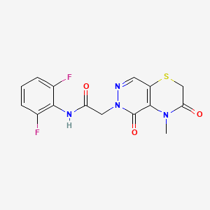 molecular formula C15H12F2N4O3S B2590917 3-{[4-(3-chlorophenyl)piperazin-1-yl]methyl}-6,7-dimethylquinoxalin-2(1H)-one CAS No. 1251614-61-5