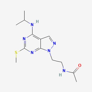 molecular formula C13H20N6OS B2590920 N-(2-(4-(isopropylamino)-6-(methylthio)-1H-pyrazolo[3,4-d]pyrimidin-1-yl)ethyl)acetamide CAS No. 953994-67-7