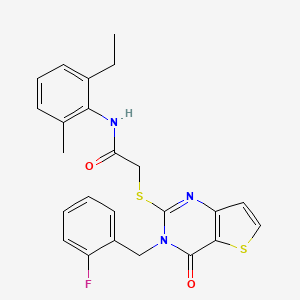 molecular formula C24H22FN3O2S2 B2590930 N-(2-ethyl-6-methylphenyl)-2-{[3-(2-fluorobenzyl)-4-oxo-3,4-dihydrothieno[3,2-d]pyrimidin-2-yl]sulfanyl}acetamide CAS No. 1252886-08-0