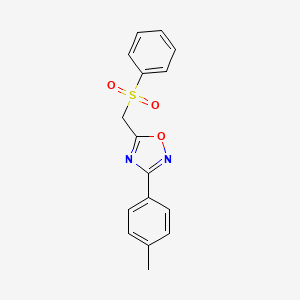 molecular formula C16H14N2O3S B2590934 5-((Phenylsulfonyl)methyl)-3-(p-tolyl)-1,2,4-oxadiazole CAS No. 1105223-75-3