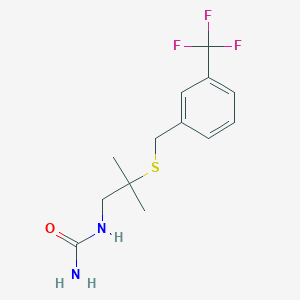 molecular formula C13H17F3N2OS B2590935 N-(2-methyl-2-{[3-(trifluoromethyl)benzyl]sulfanyl}propyl)urea CAS No. 339104-14-2