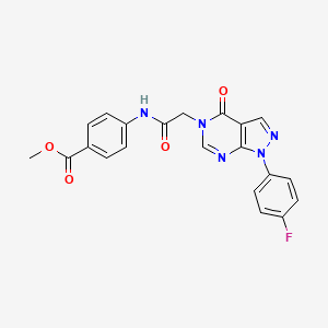molecular formula C21H16FN5O4 B2590937 甲酸4-(2-(1-(4-氟苯基)-4-氧代-1H-吡唑并[3,4-d]嘧啶-5(4H)-基)乙酰胺基)苯甲酸酯 CAS No. 852450-65-8