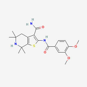 molecular formula C21H27N3O4S B2590938 2-(3,4-Dimethoxybenzamido)-5,5,7,7-tetramethyl-4,5,6,7-tetrahydrothieno[2,3-c]pyridine-3-carboxamide CAS No. 887898-39-7