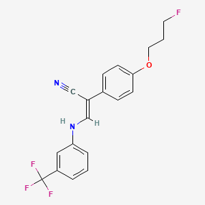 molecular formula C19H16F4N2O B2590939 (2Z)-2-[4-(3-fluoropropoxy)phenyl]-3-{[3-(trifluoromethyl)phenyl]amino}prop-2-enenitrile CAS No. 478039-65-5