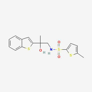 molecular formula C16H17NO3S3 B2590943 N-[2-(1-benzothiophen-2-yl)-2-hydroxypropyl]-5-methylthiophene-2-sulfonamide CAS No. 2034359-41-4