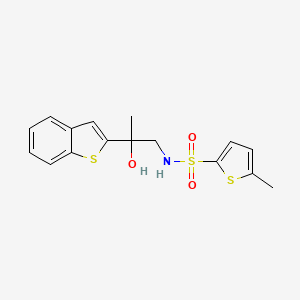 molecular formula C16H17NO3S3 B2590943 N-(2-(benzo[b]thiophen-2-yl)-2-hydroxypropyl)-5-methylthiophene-2-sulfonamide CAS No. 2034359-41-4