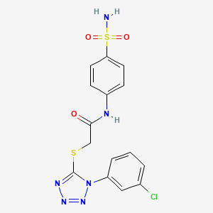 molecular formula C15H13ClN6O3S2 B2590945 2-((1-(3-chlorophenyl)-1H-tetrazol-5-yl)thio)-N-(4-sulfamoylphenyl)acetamide CAS No. 874467-38-6
