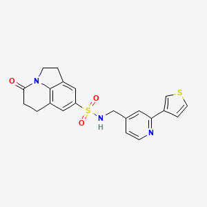 molecular formula C21H19N3O3S2 B2590946 4-oxo-N-((2-(thiophen-3-yl)pyridin-4-yl)methyl)-2,4,5,6-tetrahydro-1H-pyrrolo[3,2,1-ij]quinoline-8-sulfonamide CAS No. 2034449-69-7