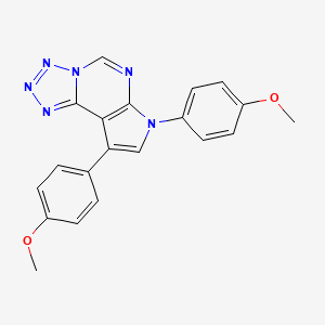 molecular formula C20H16N6O2 B2590947 10,12-Bis(4-methoxyphenyl)-3,4,5,6,8,10-hexazatricyclo[7.3.0.02,6]dodeca-1(9),2,4,7,11-pentaene CAS No. 507273-51-0