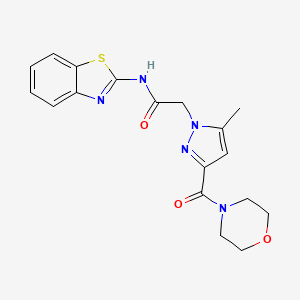 molecular formula C18H19N5O3S B2590949 N-(benzo[d]thiazol-2-yl)-2-(5-methyl-3-(morpholine-4-carbonyl)-1H-pyrazol-1-yl)acetamide CAS No. 1172488-78-6
