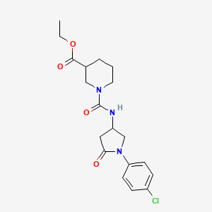 molecular formula C19H24ClN3O4 B2590951 Ethyl 1-((1-(4-chlorophenyl)-5-oxopyrrolidin-3-yl)carbamoyl)piperidine-3-carboxylate CAS No. 894023-23-5