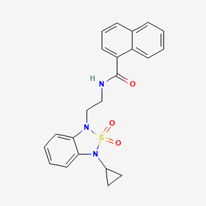 molecular formula C22H21N3O3S B2590953 N-[2-(3-cyclopropyl-2,2-dioxo-1,3-dihydro-2lambda6,1,3-benzothiadiazol-1-yl)ethyl]naphthalene-1-carboxamide CAS No. 2097894-97-6