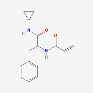 molecular formula C15H18N2O2 B2590962 N-Cyclopropyl-3-phenyl-2-(prop-2-enoylamino)propanamide CAS No. 2411193-04-7