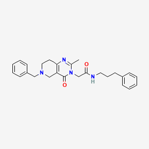 molecular formula C26H30N4O2 B2590997 2-{6-benzyl-2-methyl-4-oxo-3H,4H,5H,6H,7H,8H-pyrido[4,3-d]pyrimidin-3-yl}-N-(3-phenylpropyl)acetamide CAS No. 1242872-51-0