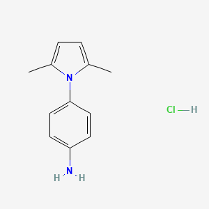 molecular formula C12H15ClN2 B2591000 4-(2,5-dimethyl-1H-pyrrol-1-yl)aniline hydrochloride CAS No. 2411306-18-6