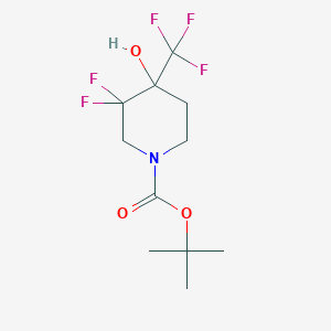 molecular formula C11H16F5NO3 B2591002 Tert-butyl 3,3-difluoro-4-hydroxy-4-(trifluoromethyl)piperidine-1-carboxylate CAS No. 2101206-79-3