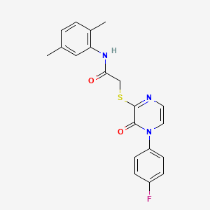 molecular formula C20H18FN3O2S B2591005 N-(2,5-dimethylphenyl)-2-((4-(4-fluorophenyl)-3-oxo-3,4-dihydropyrazin-2-yl)thio)acetamide CAS No. 895104-69-5