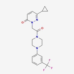 molecular formula C20H21F3N4O2 B2591008 6-cyclopropyl-2-(2-oxo-2-(4-(3-(trifluoromethyl)phenyl)piperazin-1-yl)ethyl)pyridazin-3(2H)-one CAS No. 2034499-14-2