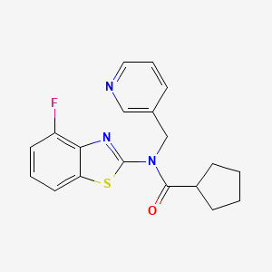 molecular formula C19H18FN3OS B2591017 N-(4-fluorobenzo[d]thiazol-2-yl)-N-(pyridin-3-ylmethyl)cyclopentanecarboxamide CAS No. 1172883-41-8