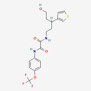 molecular formula C18H19F3N2O4S B2591021 N-[5-hydroxy-3-(thiophen-3-yl)pentyl]-N'-[4-(trifluoromethoxy)phenyl]ethanediamide CAS No. 2034330-58-8
