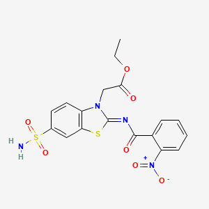 (Z)-ethyl 2-(2-((2-nitrobenzoyl)imino)-6-sulfamoylbenzo[d]thiazol-3(2H)-yl)acetate