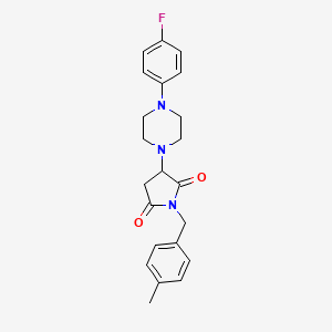 molecular formula C22H24FN3O2 B2591034 3-(4-(4-Fluorophenyl)piperazin-1-yl)-1-(4-methylbenzyl)pyrrolidine-2,5-dione CAS No. 924865-47-4