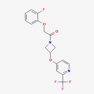 molecular formula C17H14F4N2O3 B2591070 2-(2-Fluorophenoxy)-1-[3-[2-(trifluoromethyl)pyridin-4-yl]oxyazetidin-1-yl]ethanone CAS No. 2380173-55-5