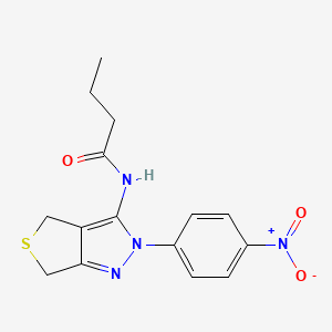 molecular formula C15H16N4O3S B2591081 N-[2-(4-nitrophenyl)-2H,4H,6H-thieno[3,4-c]pyrazol-3-yl]butanamide CAS No. 396723-33-4