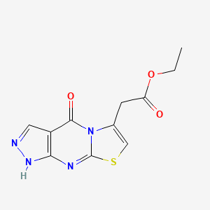 molecular formula C11H10N4O3S B2591126 Ethyl 2-(4-oxo-1,4-dihydropyrazolo[3,4-d]thiazolo[3,2-a]pyrimidin-6-yl)acetate CAS No. 1043389-62-3