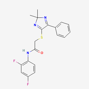 molecular formula C19H17F2N3OS B2591139 N-(2,4-difluorophenyl)-2-[(2,2-dimethyl-5-phenyl-2H-imidazol-4-yl)sulfanyl]acetamide CAS No. 899934-52-2