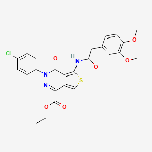 molecular formula C25H22ClN3O6S B2591140 ethyl 3-(4-chlorophenyl)-5-[2-(3,4-dimethoxyphenyl)acetamido]-4-oxo-3H,4H-thieno[3,4-d]pyridazine-1-carboxylate CAS No. 851950-75-9