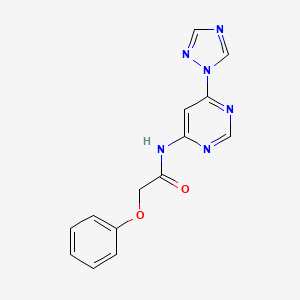 molecular formula C14H12N6O2 B2591185 N-(6-(1H-1,2,4-triazol-1-yl)pyrimidin-4-yl)-2-phenoxyacetamide CAS No. 1448030-51-0