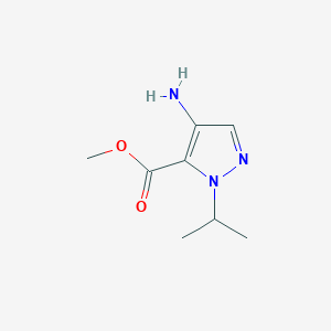 molecular formula C8H13N3O2 B2591240 NC=1C=NN(C=1C(=O)OC)C(C)C CAS No. 1893786-46-3