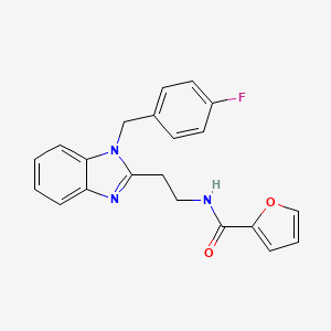 molecular formula C21H18FN3O2 B2591258 N-(2-{1-[(4-fluorophenyl)methyl]-1H-1,3-benzodiazol-2-yl}ethyl)furan-2-carboxamide CAS No. 890631-18-2