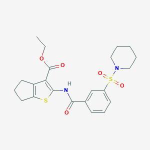molecular formula C22H26N2O5S2 B259130 ETHYL 2-[3-(PIPERIDINE-1-SULFONYL)BENZAMIDO]-4H,5H,6H-CYCLOPENTA[B]THIOPHENE-3-CARBOXYLATE 