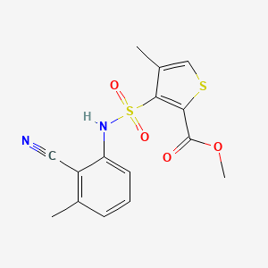 molecular formula C15H14N2O4S2 B2591308 Methyl 3-[(2-cyano-3-methylphenyl)sulfamoyl]-4-methylthiophene-2-carboxylate CAS No. 1955519-46-6