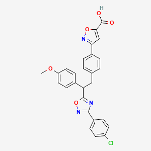 3-(4-(2-(3-(4-Chlorophenyl)-1,2,4-oxadiazol-5-yl)-2-(4-methoxyphenyl)ethyl)phenyl)isoxazole-5-carboxylic acid