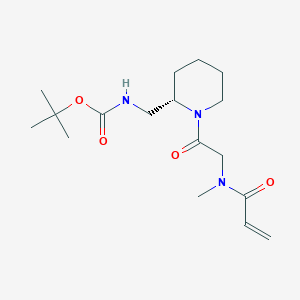 molecular formula C17H29N3O4 B2591327 Tert-butyl N-[[(2S)-1-[2-[methyl(prop-2-enoyl)amino]acetyl]piperidin-2-yl]methyl]carbamate CAS No. 2361598-25-4
