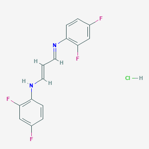 molecular formula C15H11ClF4N2 B2591338 N-[(E)-3-(2,4-Difluorophenyl)iminoprop-1-enyl]-2,4-difluoroaniline;hydrochloride CAS No. 1274948-02-5